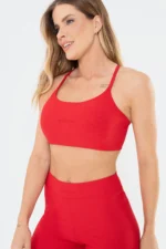 Top Flor Vermelho Scarlet Canelado - Imagem 5