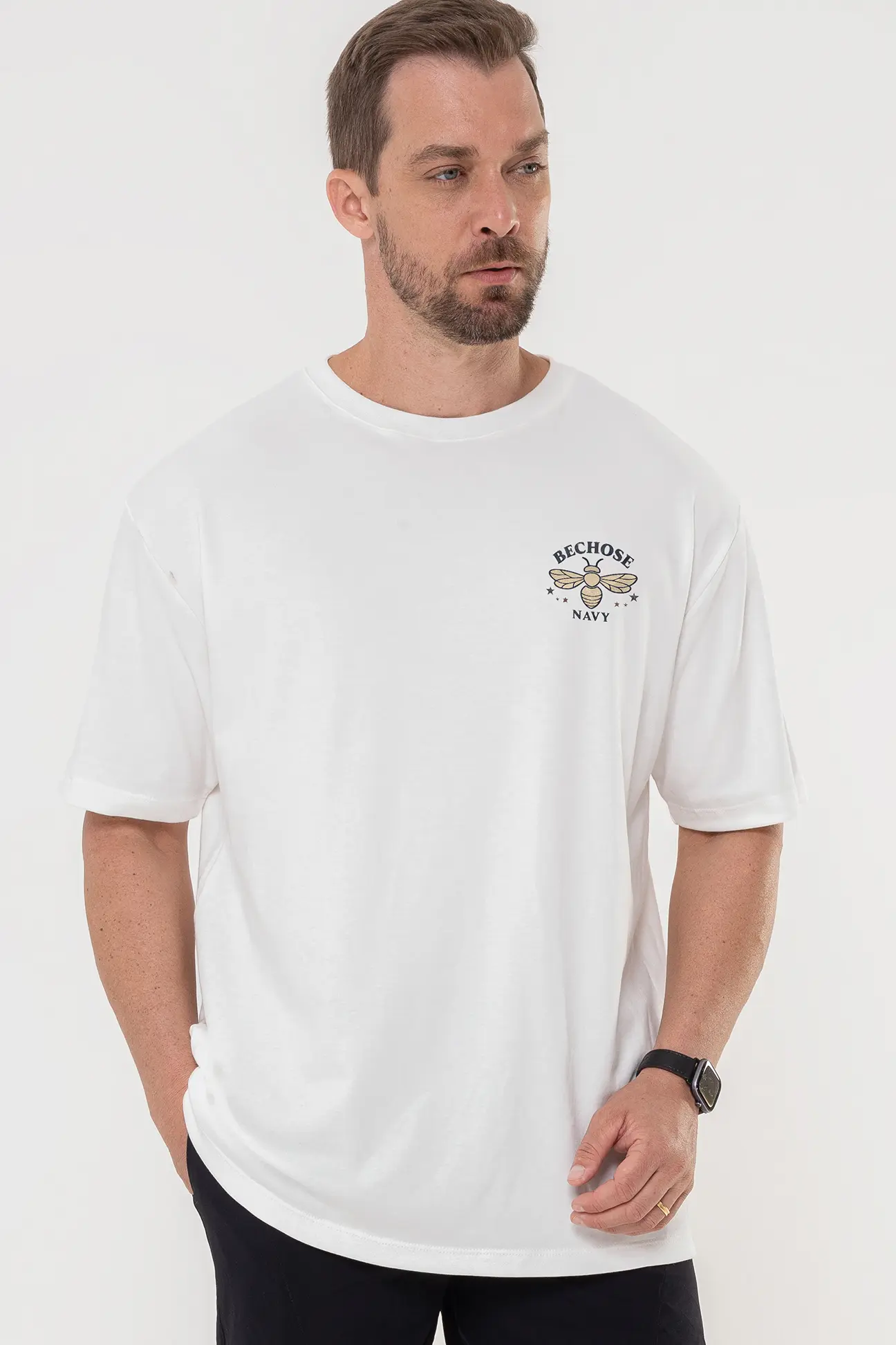 BECHOSE6345-1 Camiseta Over Navy Masculina - Imagem 1