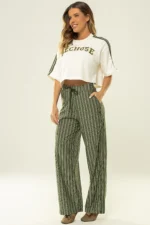 Calça Violeta Risca de Giz Verde Croco - Imagem 5