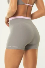 Shorts Amarilis Cinza Canelado / Rosa Balerine - Imagem 2