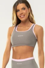 Top Cravo Cinza Canelado / Rosa Balerine - Imagem 4