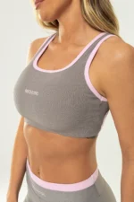 Top Cravo Cinza Canelado / Rosa Balerine - Imagem 6