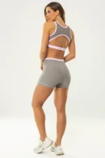 Top Cravo Cinza Canelado / Rosa Balerine - Imagem 8